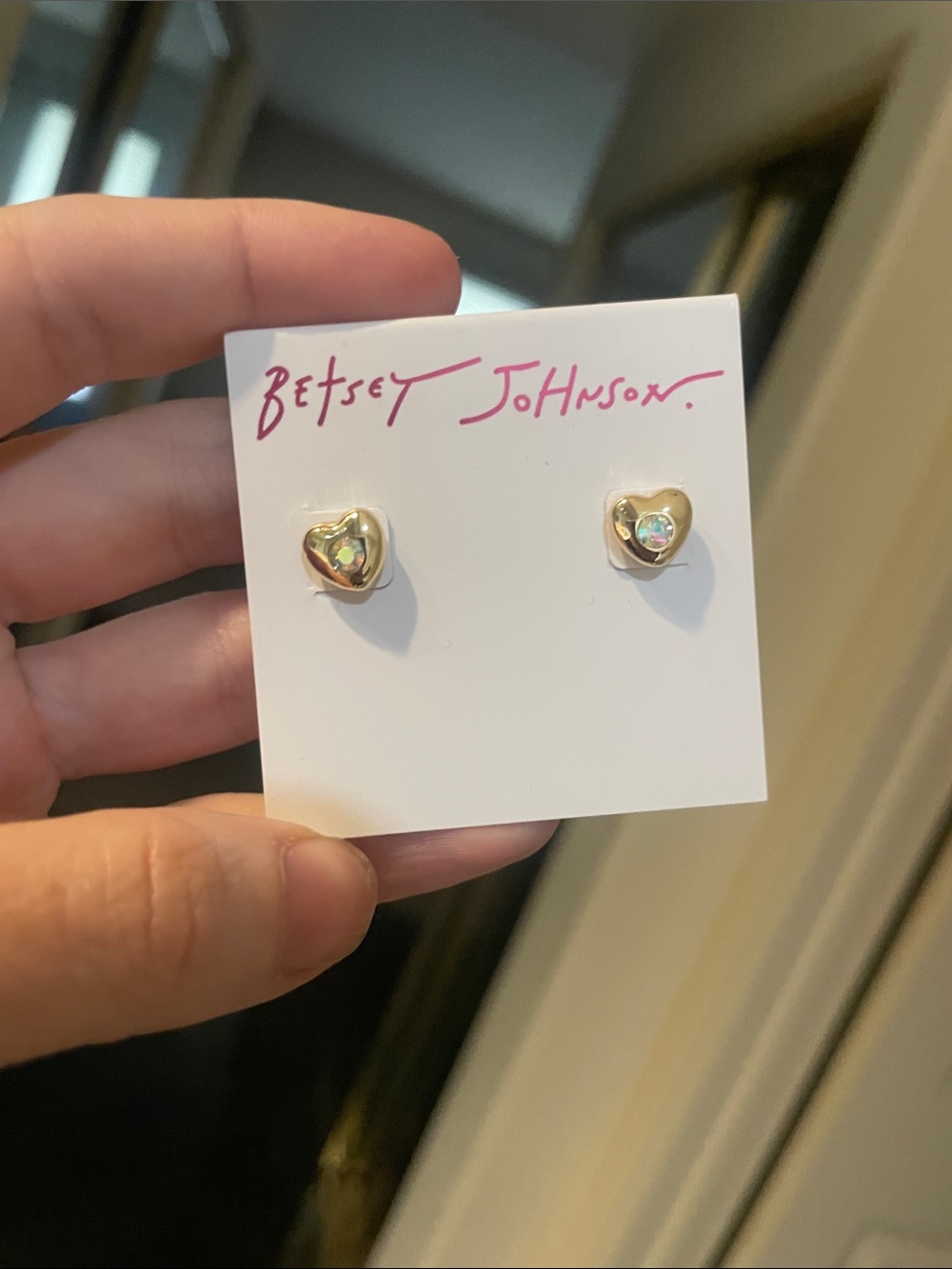 Betsey Johnson Glam Heart Studs - Picture 3 of 4